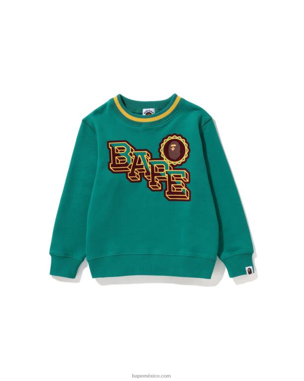 cabeza emblema cuello redondo niños A Bathing Ape 00RH1570 verde pavo real