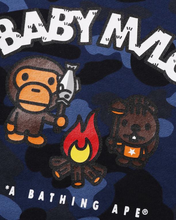 color camo baby milo camp cuello redondo niños A Bathing Ape 00RH1471 Azul marino