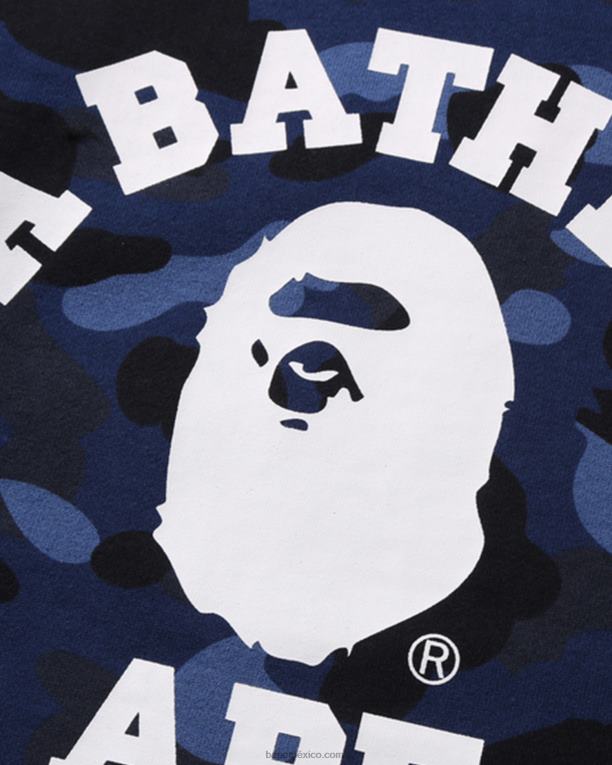 cuello redondo universitario de camuflaje de color niños A Bathing Ape 00RH1645 Azul marino