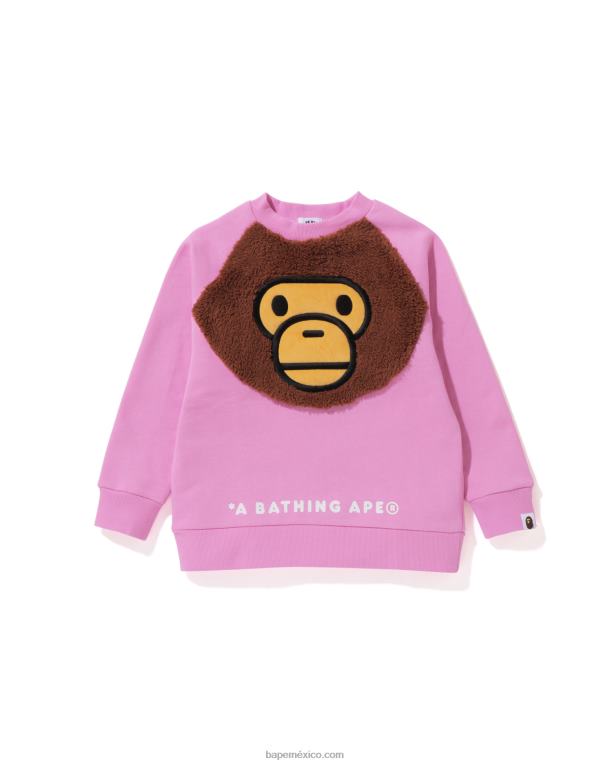sudadera bebé milo con cuello redondo niños A Bathing Ape 00RH1784 rosa