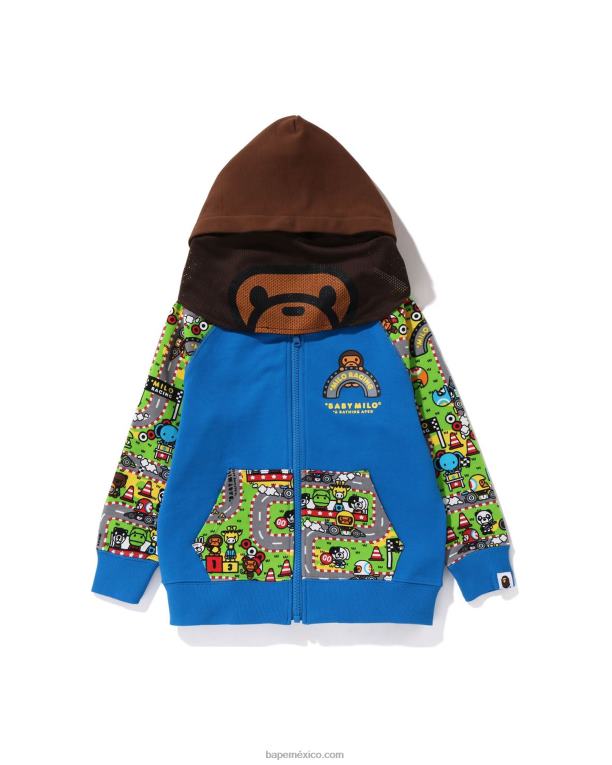 sudadera con capucha baby milo racing milo face niños A Bathing Ape 00RH1727 azul