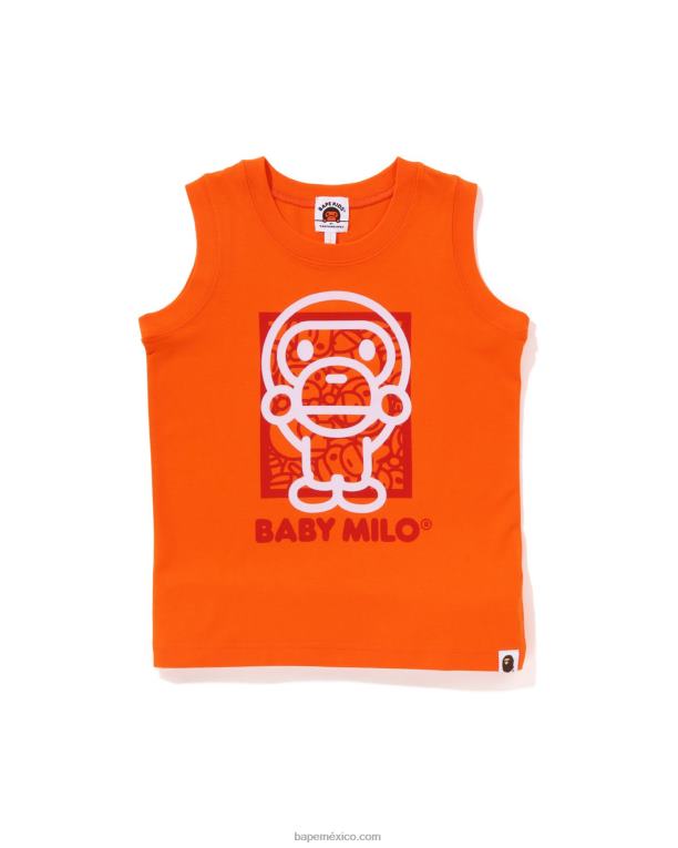 camiseta de bebe milo niños A Bathing Ape 00RH1698 naranja